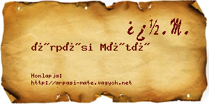 Árpási Máté névjegykártya
